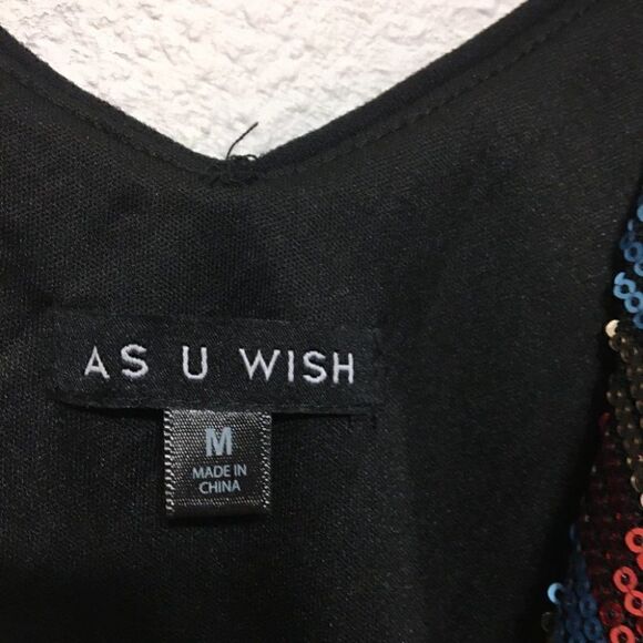 As U Wish Juniors Sequin Strap Tank Dress Medium - Picture 6 of 10